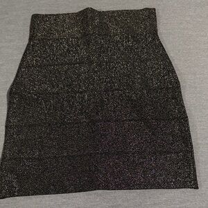 BCBGMaxAzria Black and Gold Bandage Pencil Skirt